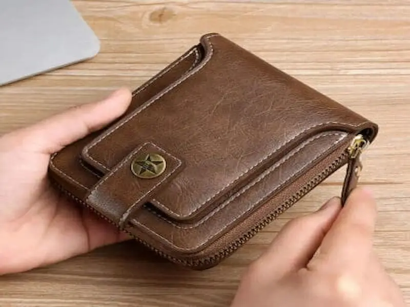 S01 Men's Leather Zip Wallet with Coin Pocket & Multi Card Holder