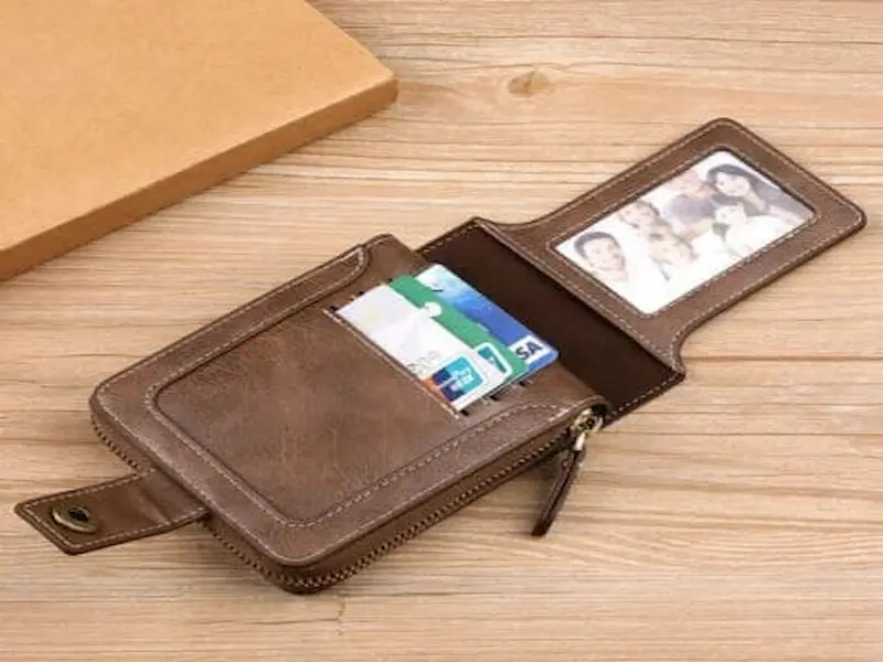 S01 Men's Leather Zip Wallet with Coin Pocket & Multi Card Holder